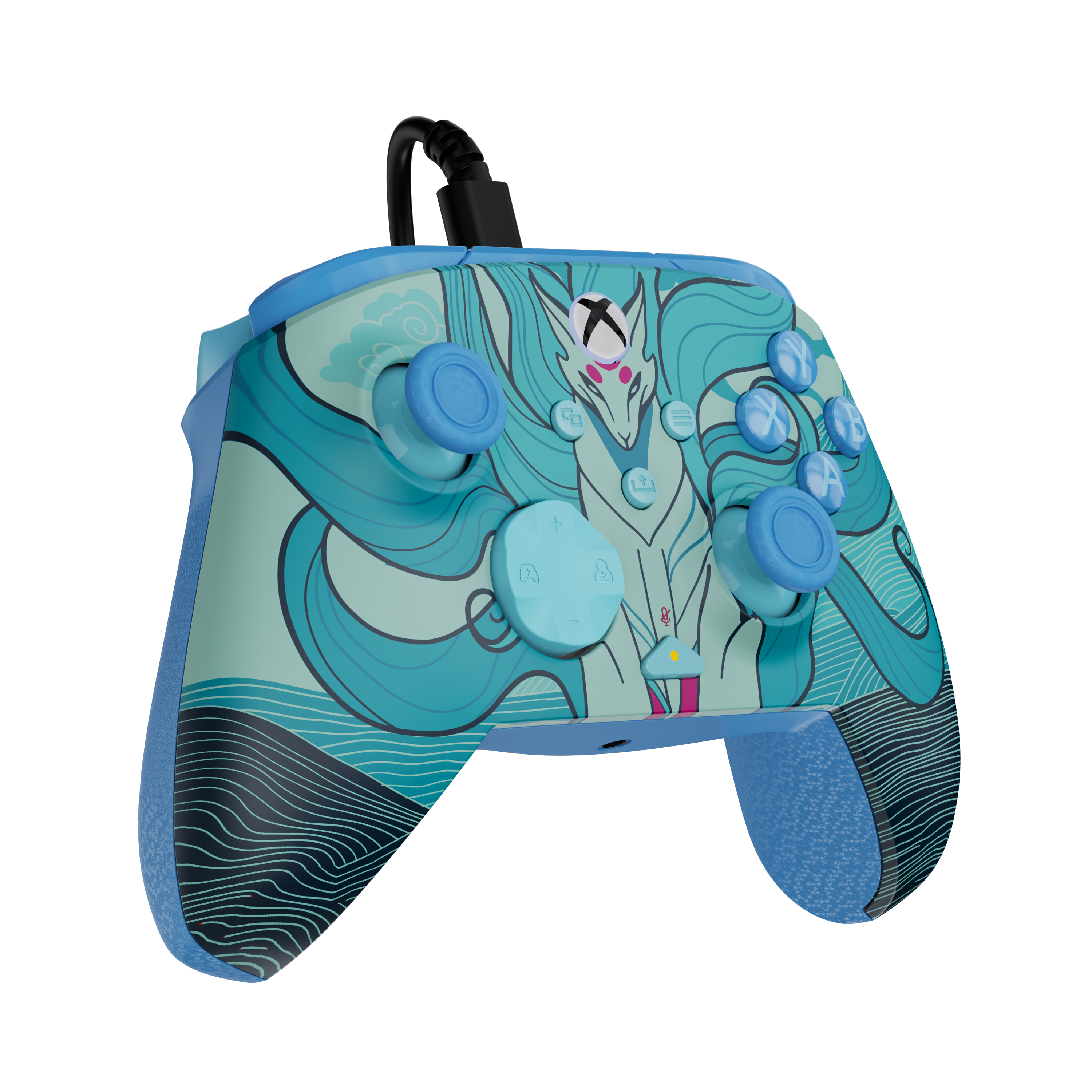 Left. Turtle Beach - REMATCH™ Advanced Wired Controller - Blue Kitsune EverGLOW for XB, PC - Blue Kitsune.