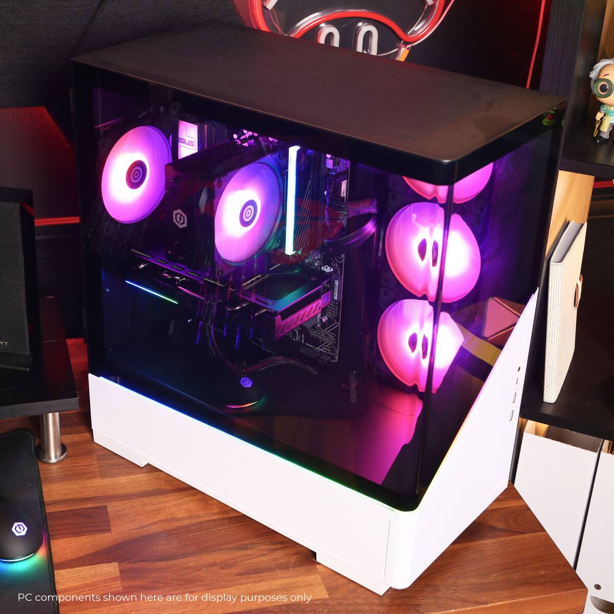 PC components shown here are for display purposes only