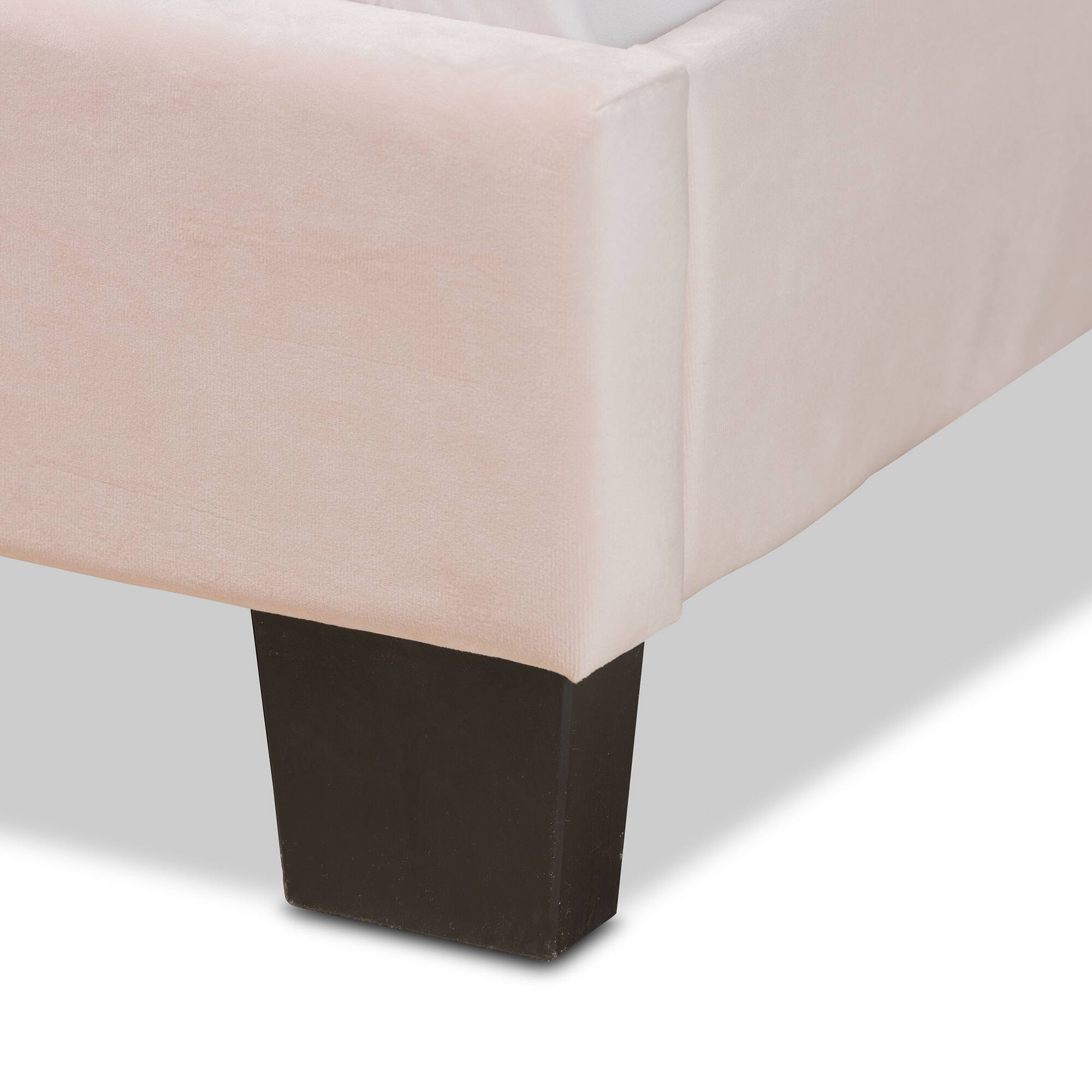 Alt View 1. Baxton Studio - Caprice Modern and Contemporary Glam Velvet Fabric Upholstered Panel Bed - Light Pink/Black.