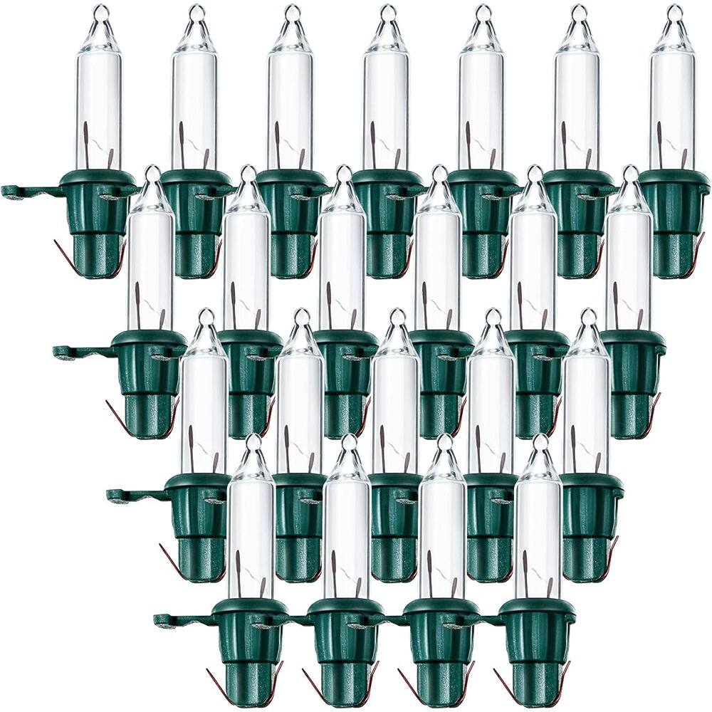 Front. PARKER SLATER - 60 Count 2.5V Mini Christmas Tree Replacement Bulbs, Warm White with Green Base.