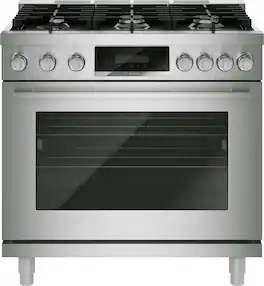 Bosch - 800 Series 36 in. Wide 5.6 Cu. Ft. Convection Industrial Style Gas Range with 6 Burners - Stainless Steel