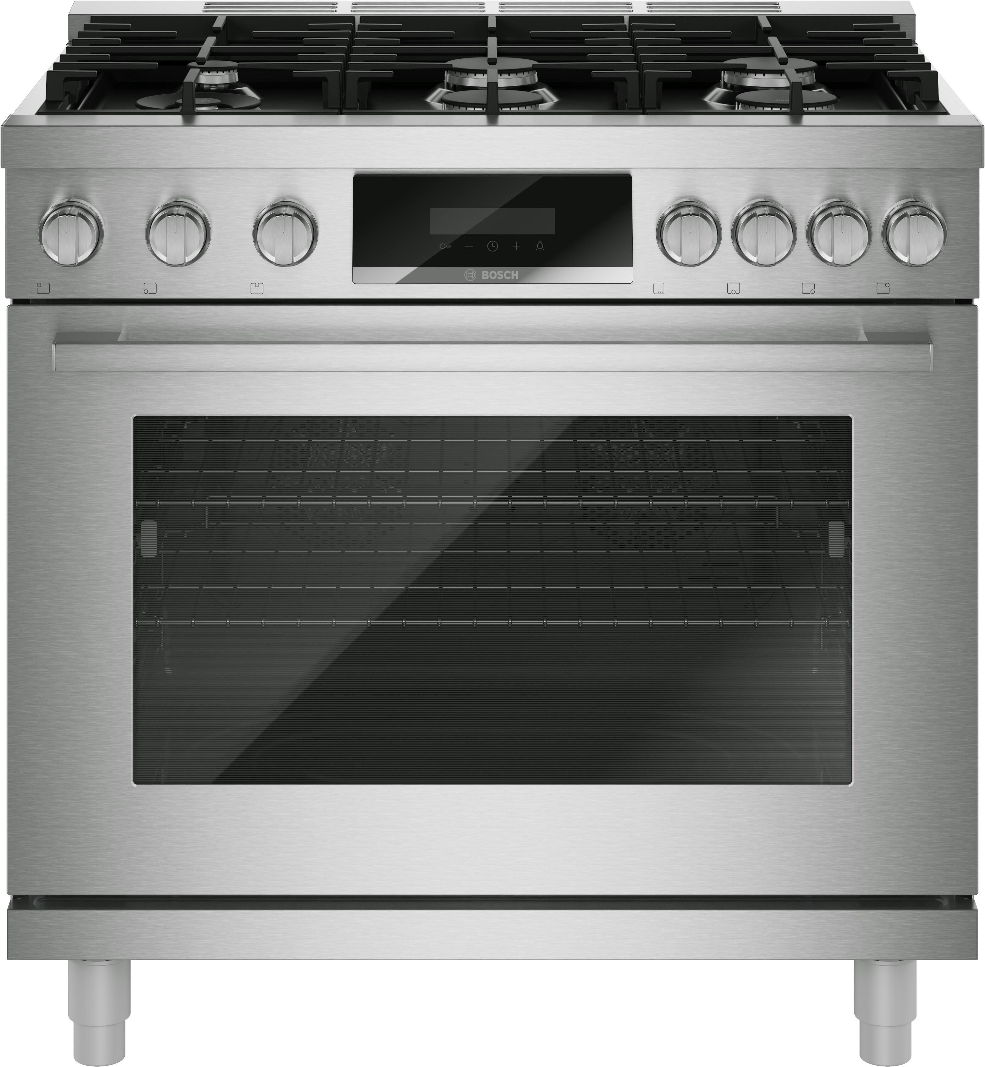 Front. Bosch - 800 Series 36 in. Wide 5.6 Cu. Ft. Convection Industrial Style Gas Range with 6 Burners - Stainless Steel.