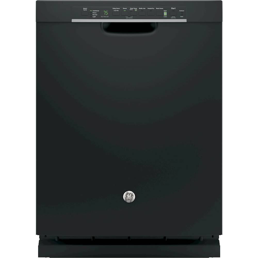 GE - 24" Tall Tub Built-In Dishwasher - Black - Larger Front