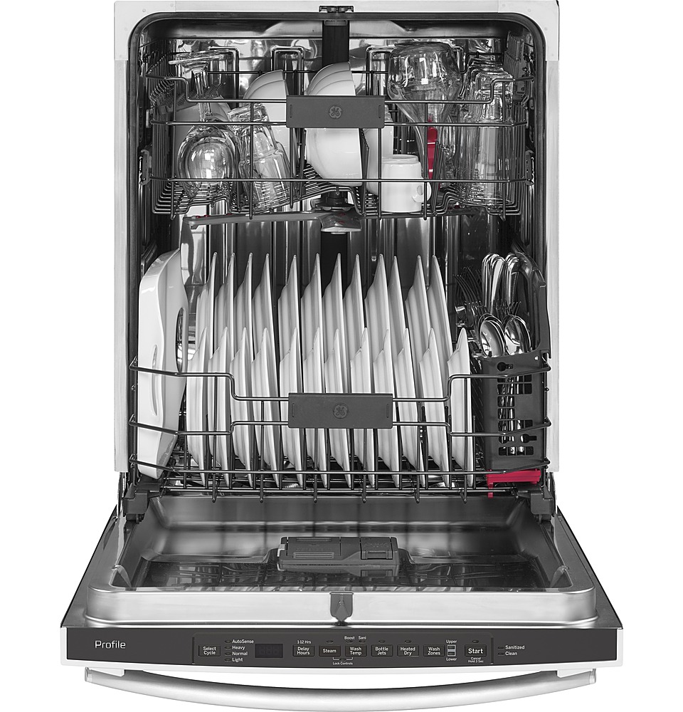 Left View: Hotpoint HDA2100HBB 24 Inch Built-In Dishwasher in Black