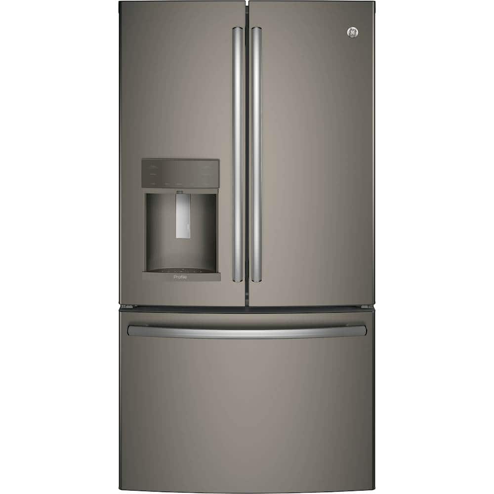 Front. GE Profile - 22.1 Cu. Ft. French Door Counter-Depth Refrigerator with Hands-Free AutoFill - Fingerprint resistant slate.