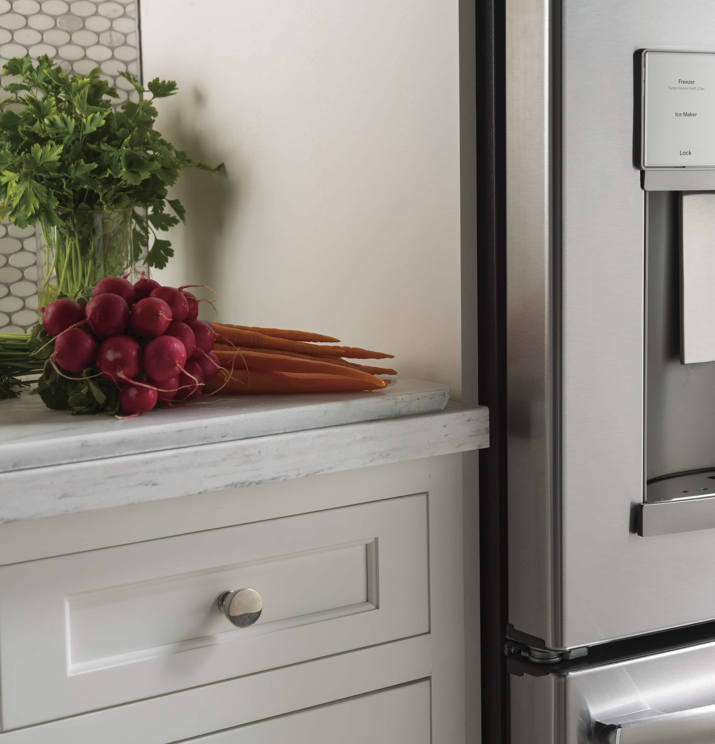 Alt View 15. GE Profile - 27.7 Cu. Ft. French Door Refrigerator with Hands-Free AutoFill - Fingerprint resistant slate.