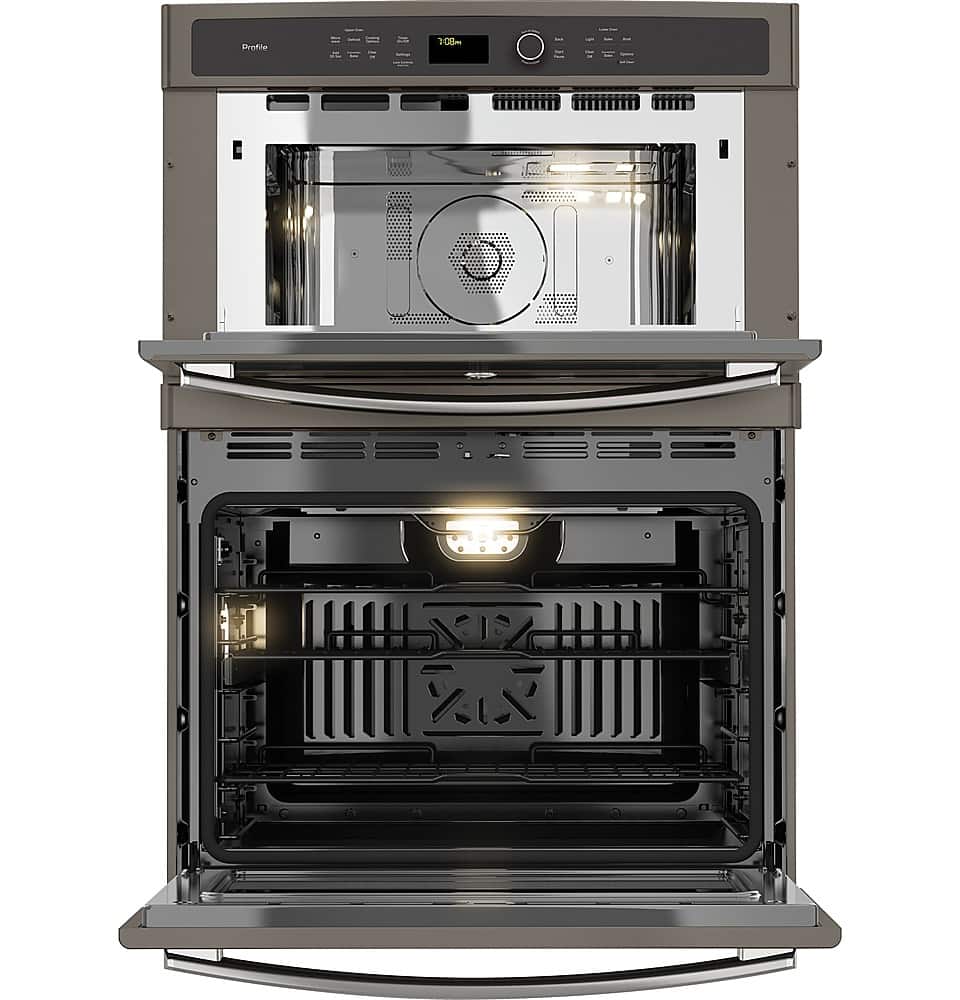 Angle. GE Profile - 30" Built-In Double Electric Convection Wall Oven with Built-In Microwave.