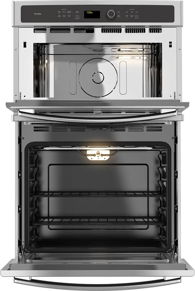 Alt View 11. GE Profile - 27" Built-In Double Electric Convection Wall Oven with Built-In Microwave - Stainless Steel.