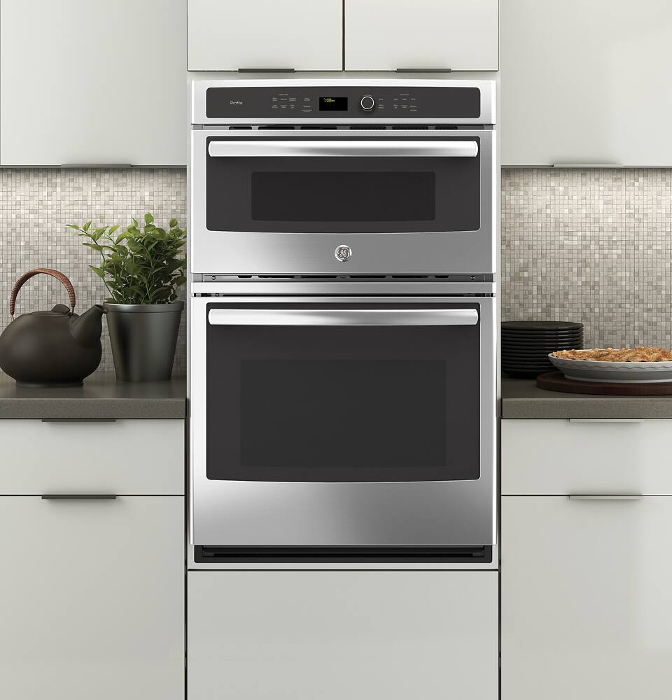 Alt View 12. GE Profile - 27" Built-In Double Electric Convection Wall Oven with Built-In Microwave - Stainless Steel.