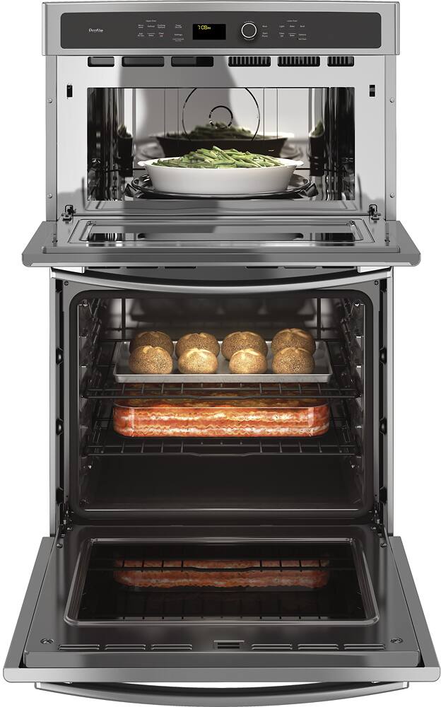 Alt View 13. GE Profile - 27" Built-In Double Electric Convection Wall Oven with Built-In Microwave - Stainless Steel.