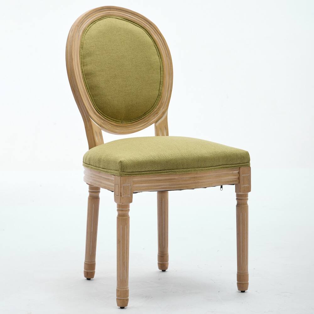 Left. Loheer - Loheer French Style Solid Wood Dining Chairs Olive Green Linen Set of 2 - Olive Green.