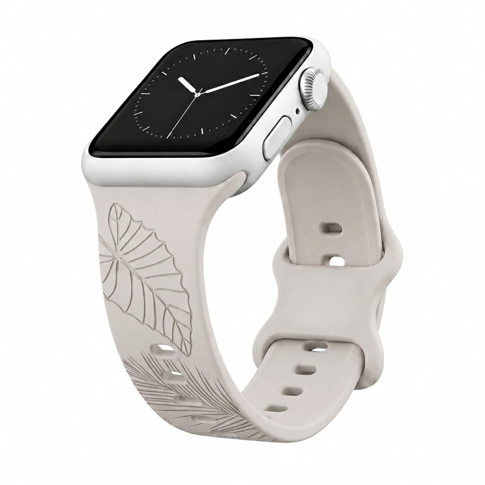 ROXTRO - Tropical Engraved Silicone Watch Band Apple Watch Compatible SMALL WATCH 38/40/41mm & (42mm Series 10 & Up) - Champagne price history on PriceWatchPro