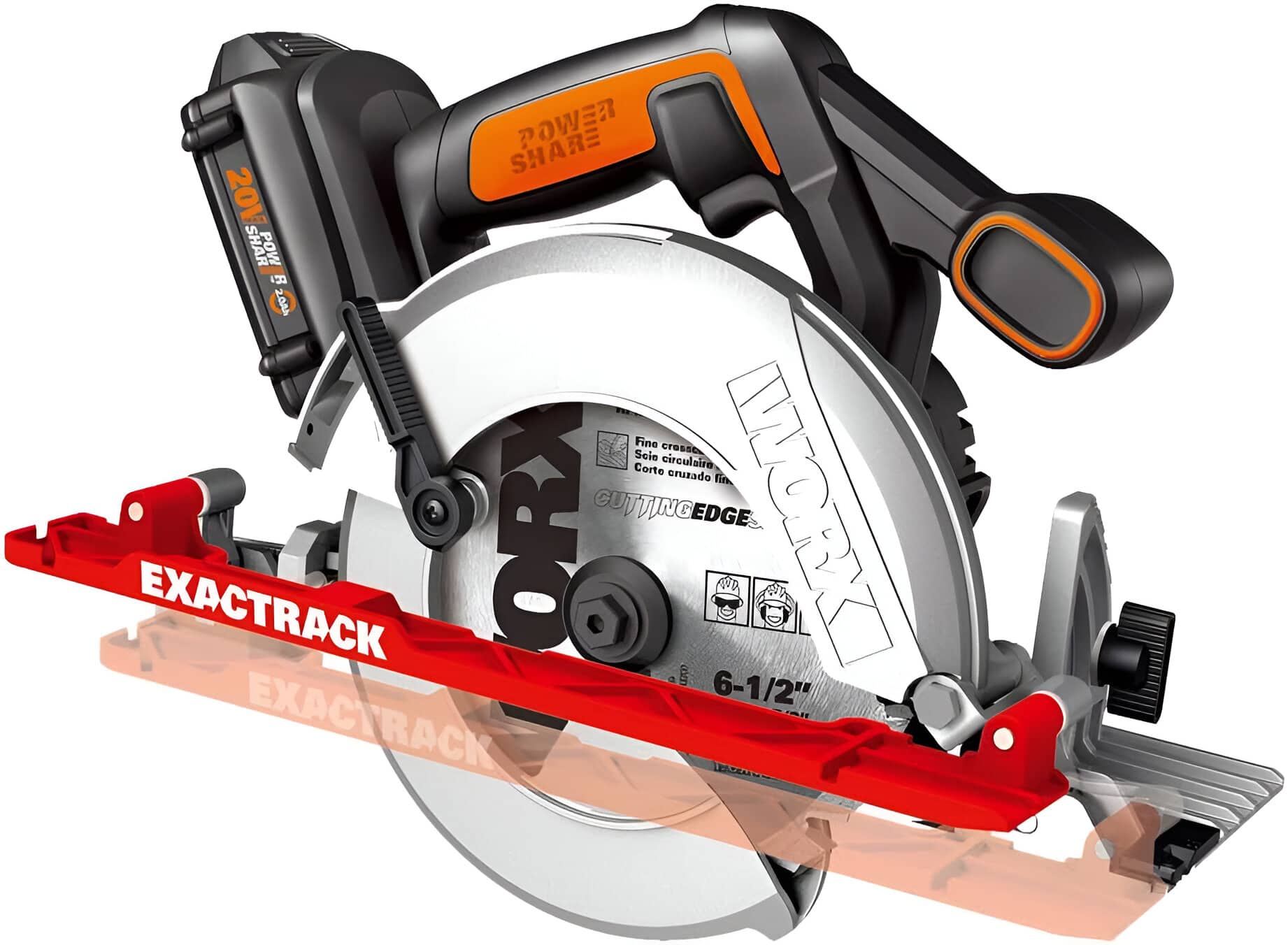 WORX - ExacTrack 20V 6.5" Cordless Circular Saw (1 x 2.0 Ah & 1 x Charger Included) - Black - Front_Zoom