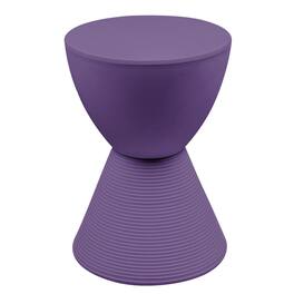 LeisureMod - Boyd Modern Round Hourglass Accent Side Table, Drum Storage Table with Ribbed Base for Indoor/Outdoor - Purple