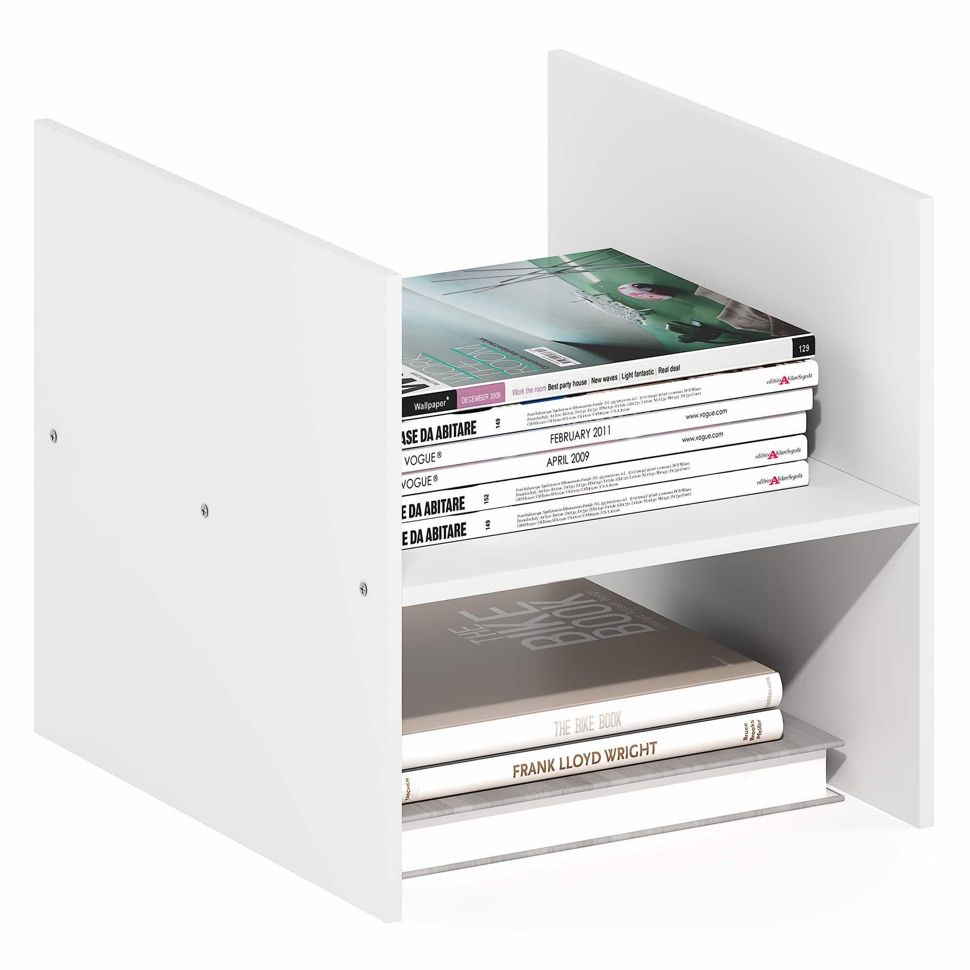Furinno - CUBICLE Cube Insert, H-Shelf Storage Cube Insert, 2-Tier Layout, Triple Thick Cube Fit - White