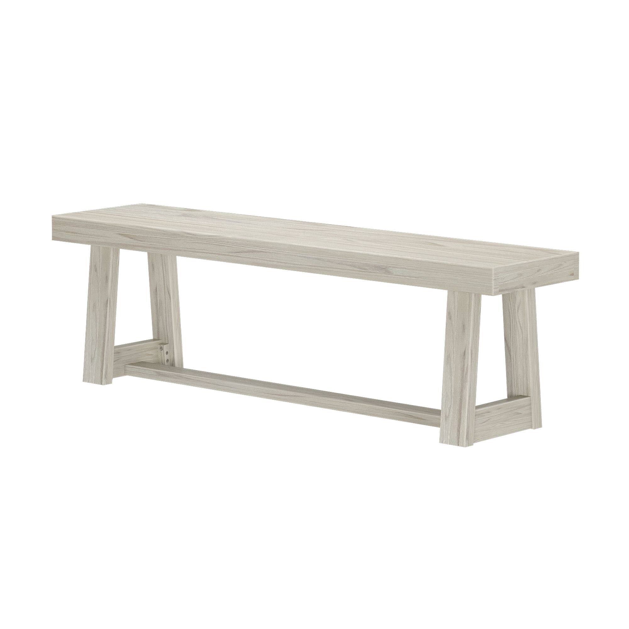 Alt View 2. Plank+Beam - Classic Dining Room Bench (60in / 1520mm), White Sand Wirebrush - White Sand Wirebrush.