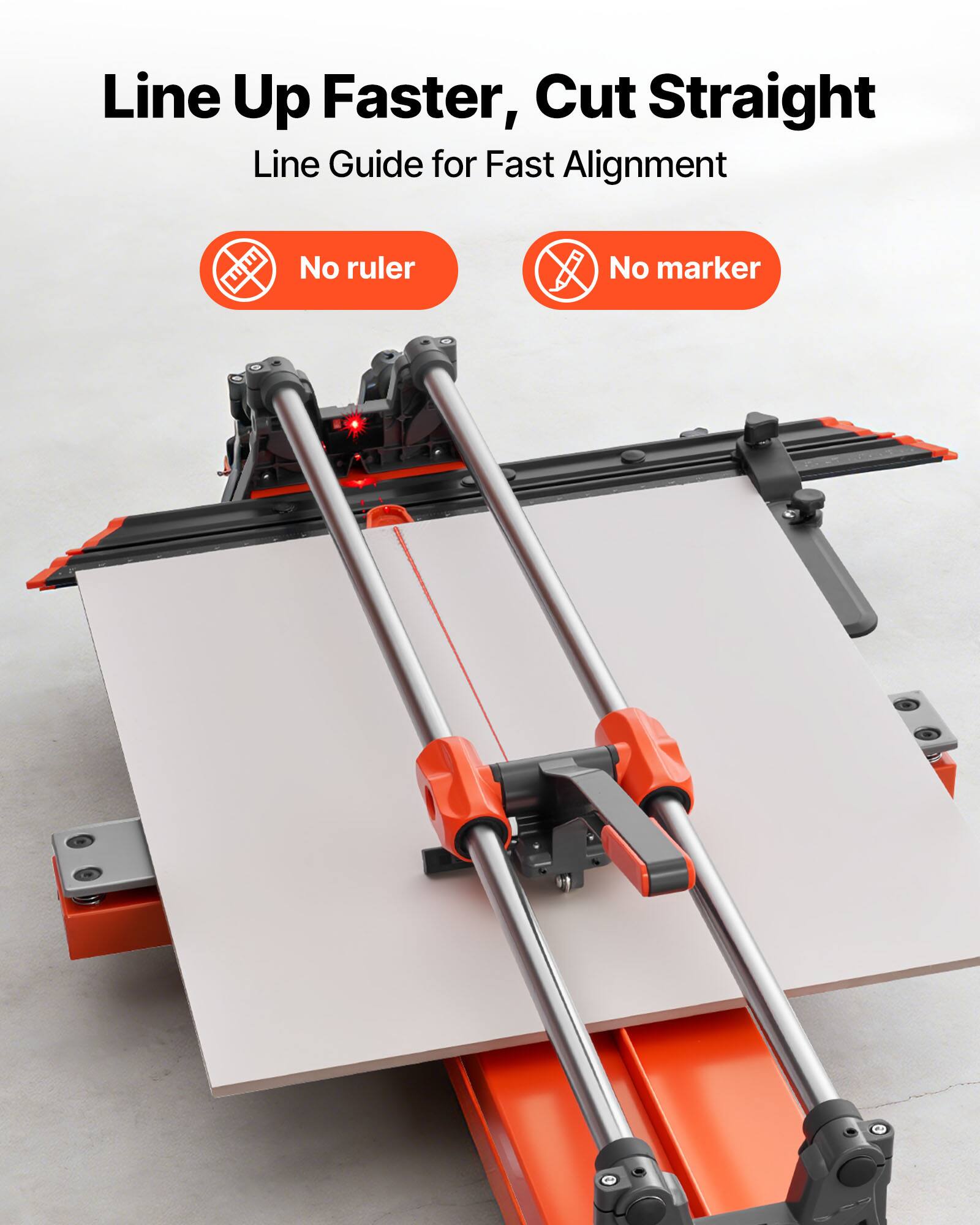 Line Up Faster, Cut Straight  
Line Guide for Fast Alignment  
No ruler  
No marker