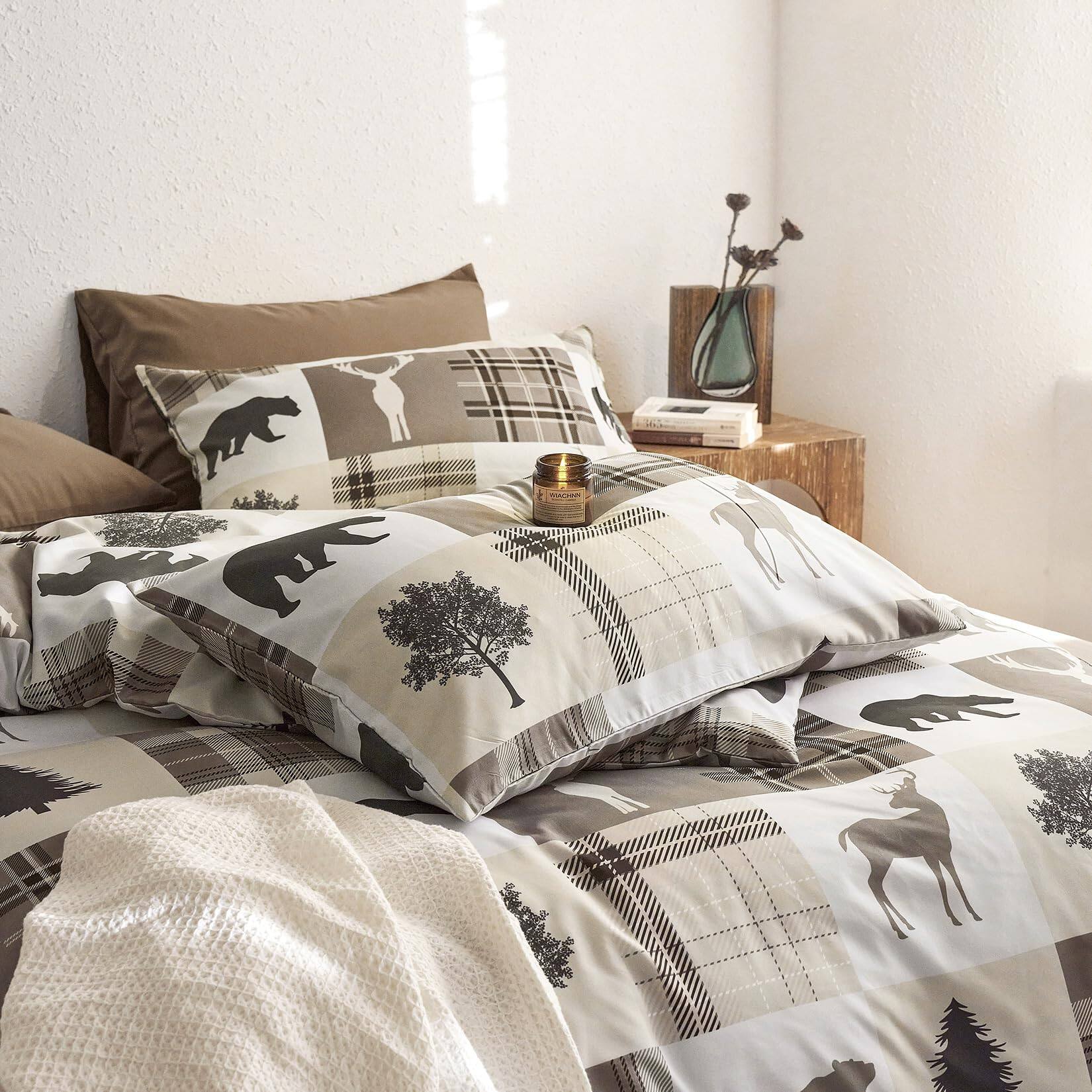 Alt View 2. Stylel Star - - Rustic Comforter Set Cabin Christmas Lodge Western Country Bear Deer Moose Woodland Rv Outdoor Theme Soft... - Taupe-Queen.