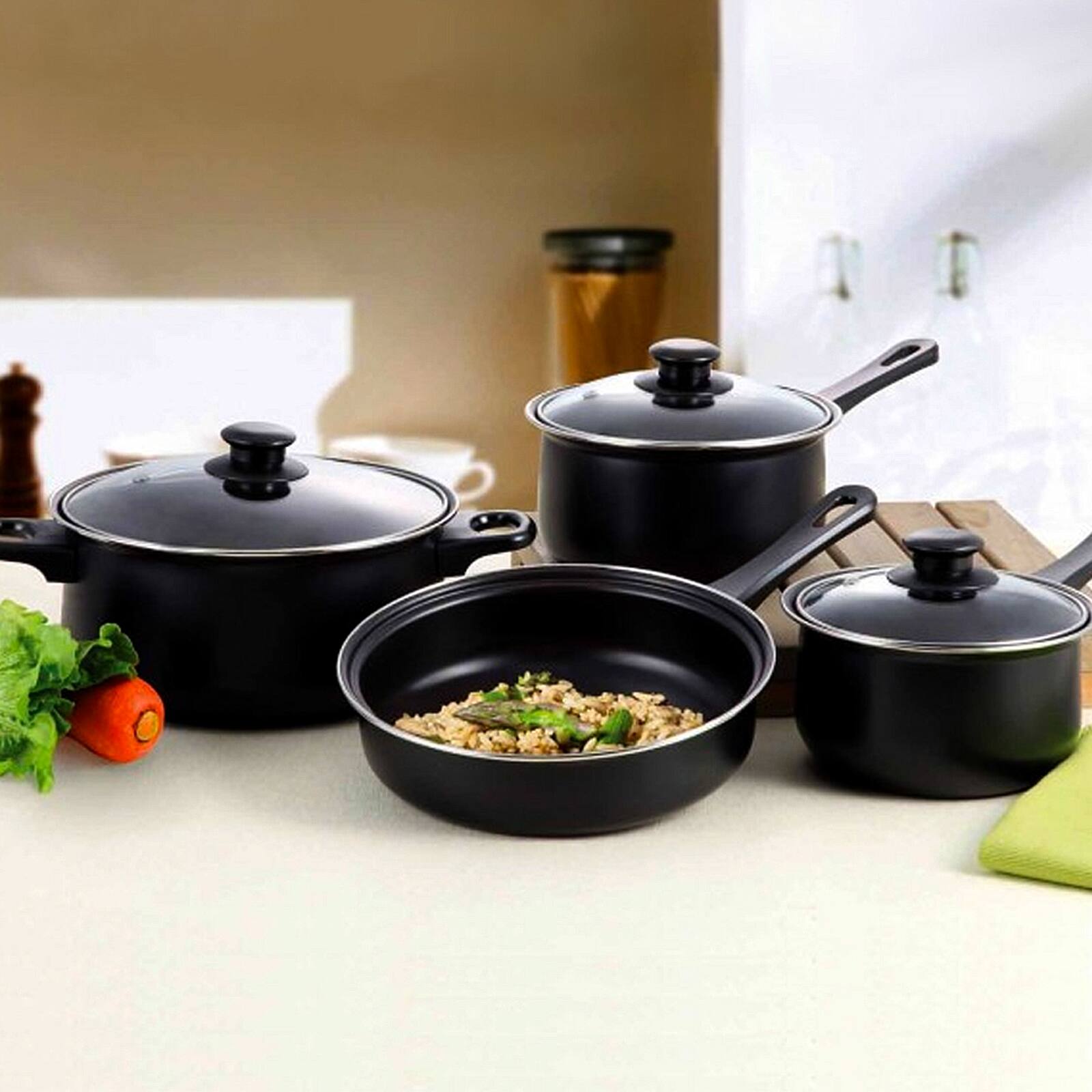 Alt View 2. Gibson - Gibson Home Chef Du Jour 7 Piece Carbon Steel Nonstick Cookware Set in Black - Black.