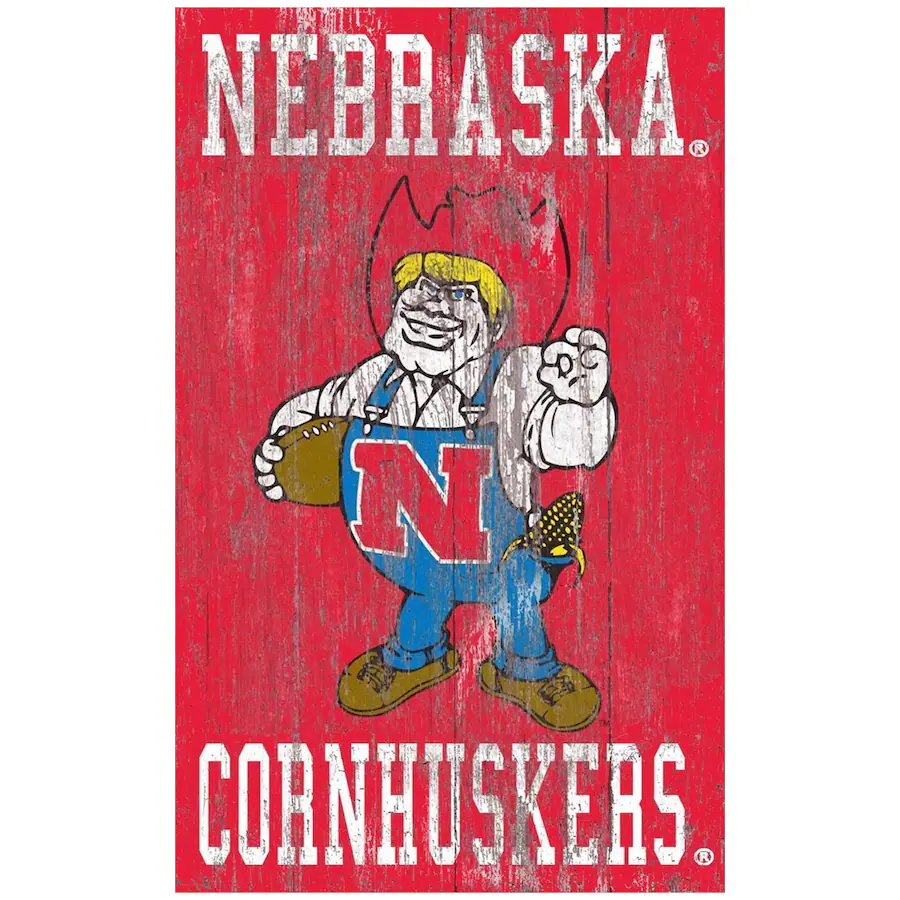 Cornhusker Sign Fan Creations Nebraska Huskers 11'' x 19'' Heritage Distressed Logo ...