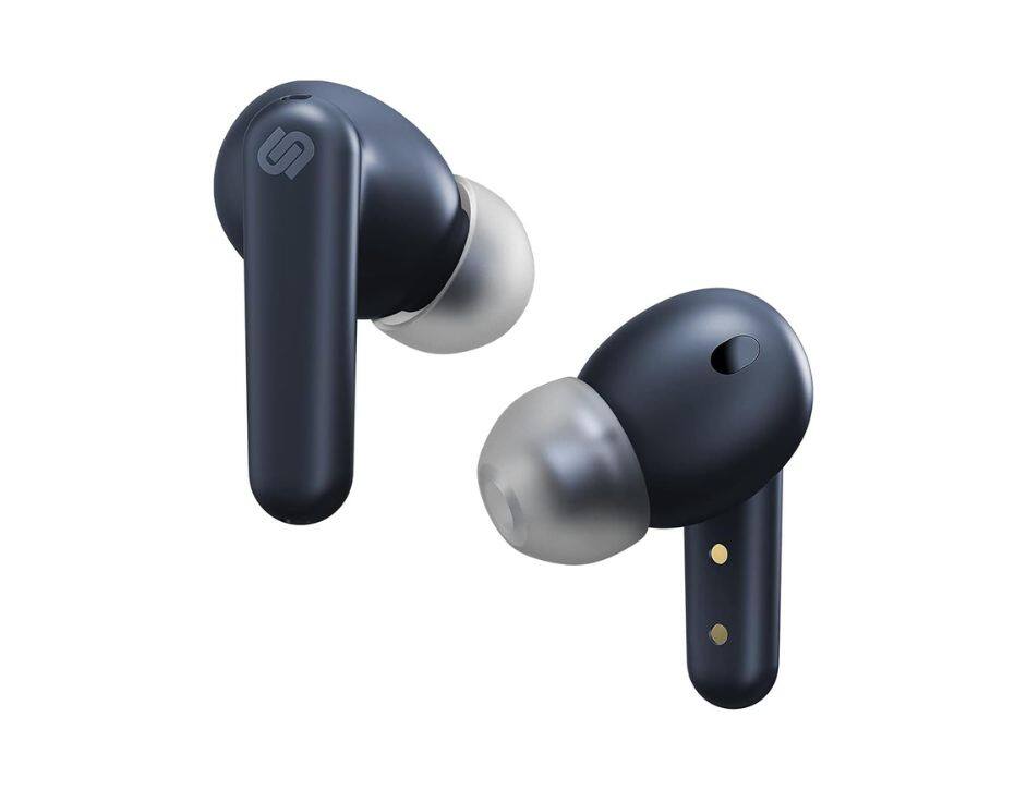 Angle. Urbanista - Urbanista London Active Noise Cancelling Wireless Charging I Color: Dark Sapphire Earbuds - Dark Sapphire.