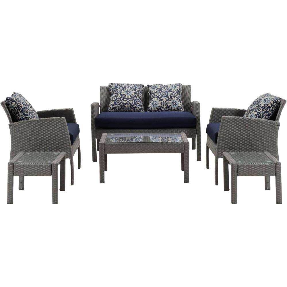 Angle. Hanover - Chelsea 6-Piece Patio Set - Navy Blue.