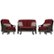 Front Zoom. Hanover - Ventura 4-Piece Seating Set Outdoor Furniture - Crimson Red / Poppy Red.