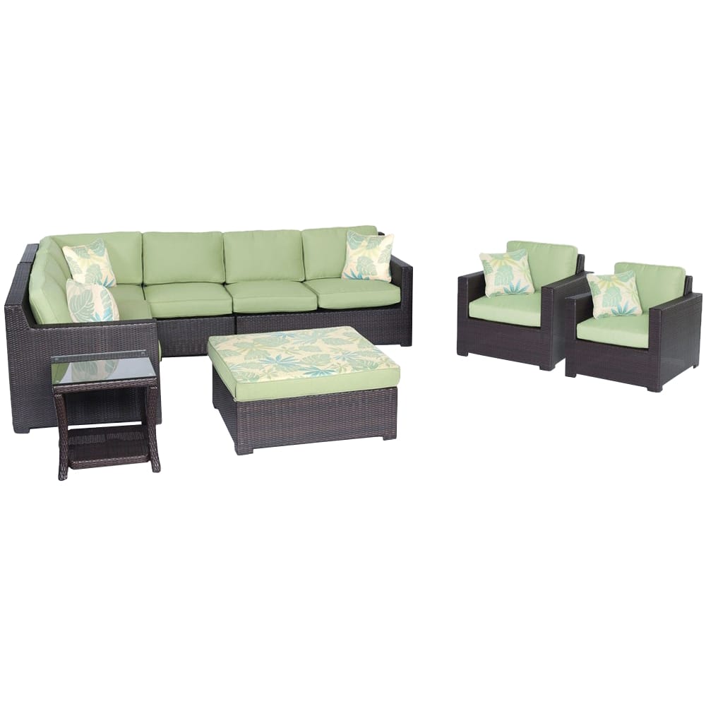 Left. Hanover - Metropolitan Series Seating Set (8-Piece) - Avocado Green / French Roast.
