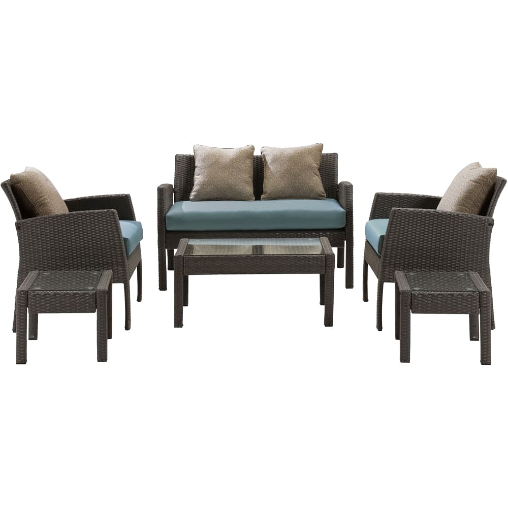 Angle. Hanover - Chelsea 6-Piece Patio Set - Ocean Blue.