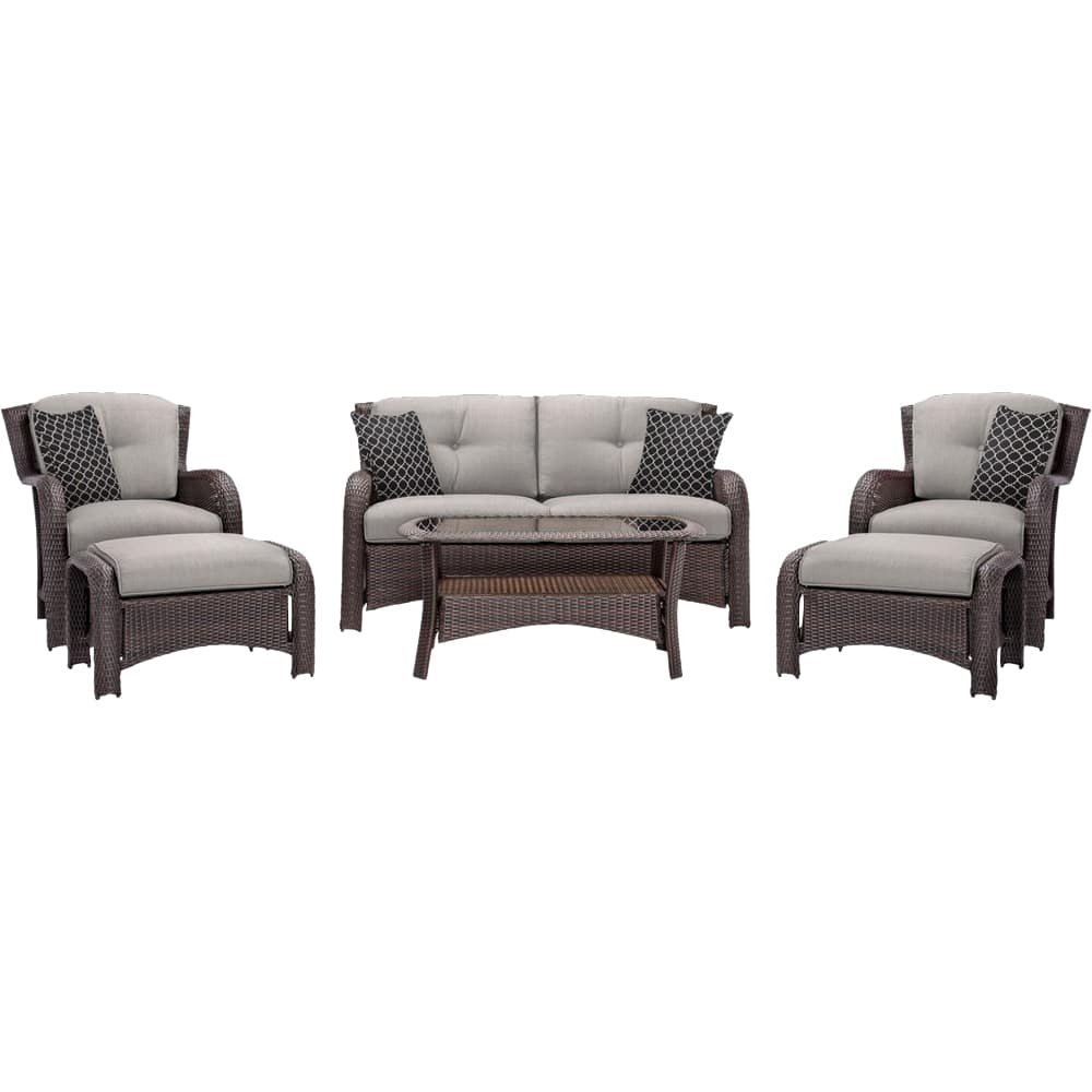 Left. Hanover - Strathmere Series Seating Set (6-Piece) - Silver Lining.
