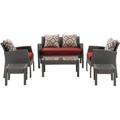 Hanover - Chelsea 6-Piece Patio Set - Crimson Red