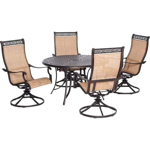 Best Buy: Hanover Manor 5-Piece Outdoor Dining Set Cast/Sling MANDN5PCSW-4