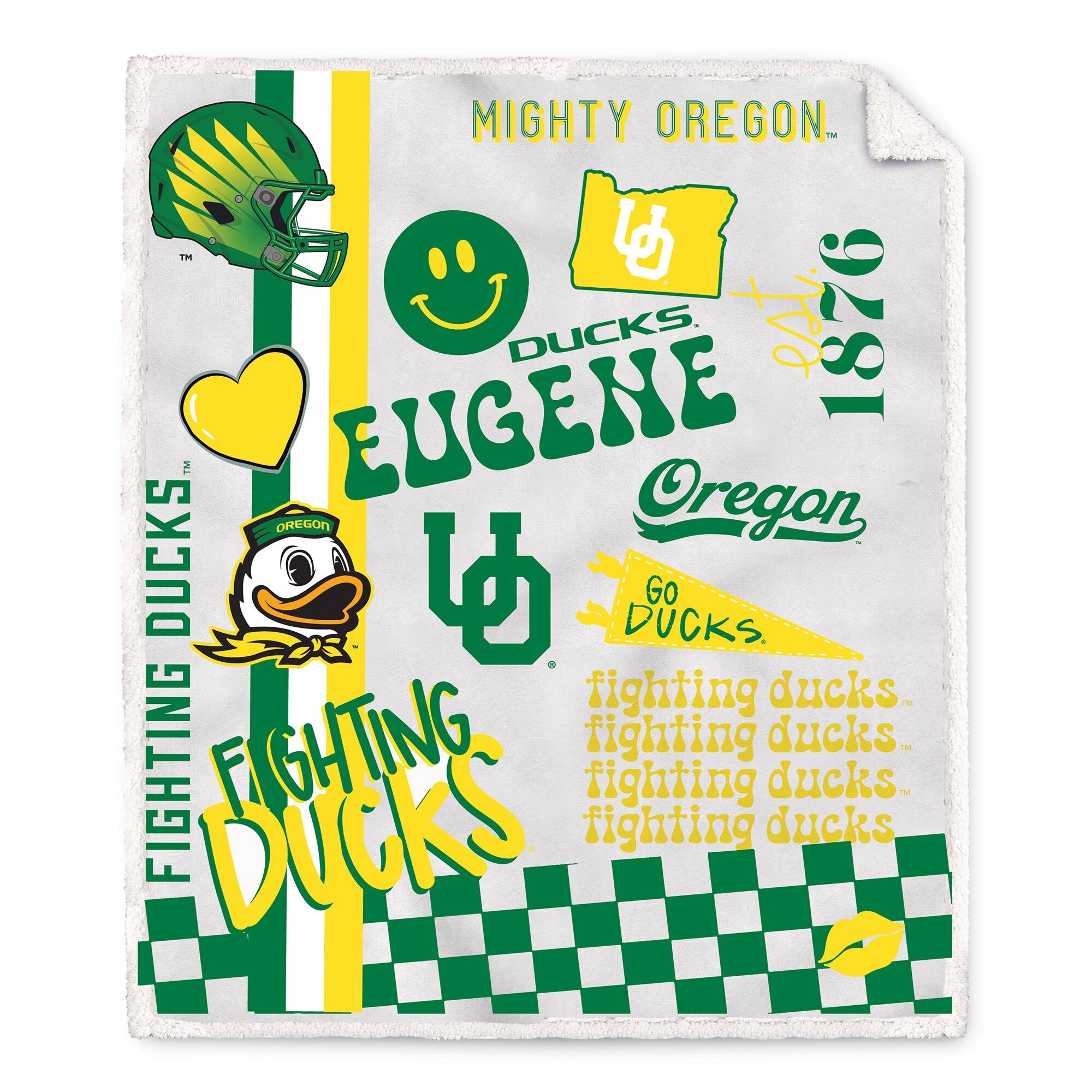 Pegasus - Oregon Ducks 60" x 70" Loco Fan Ultra Cozy Sherpa Blanket - Multicolor