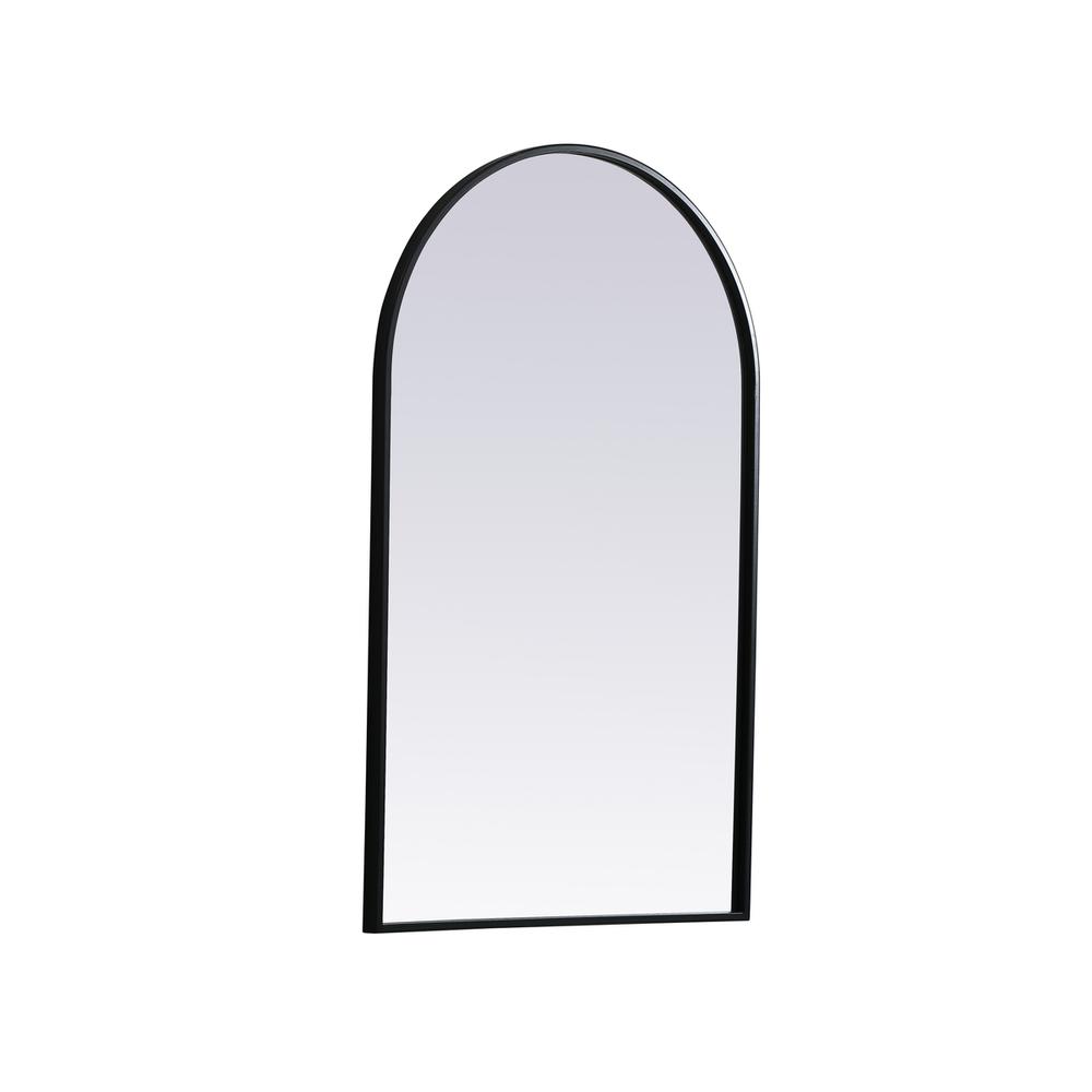 Left. Elegant Decor - Metal Frame Arch Mirror 22x36 Inch in Black - Black.