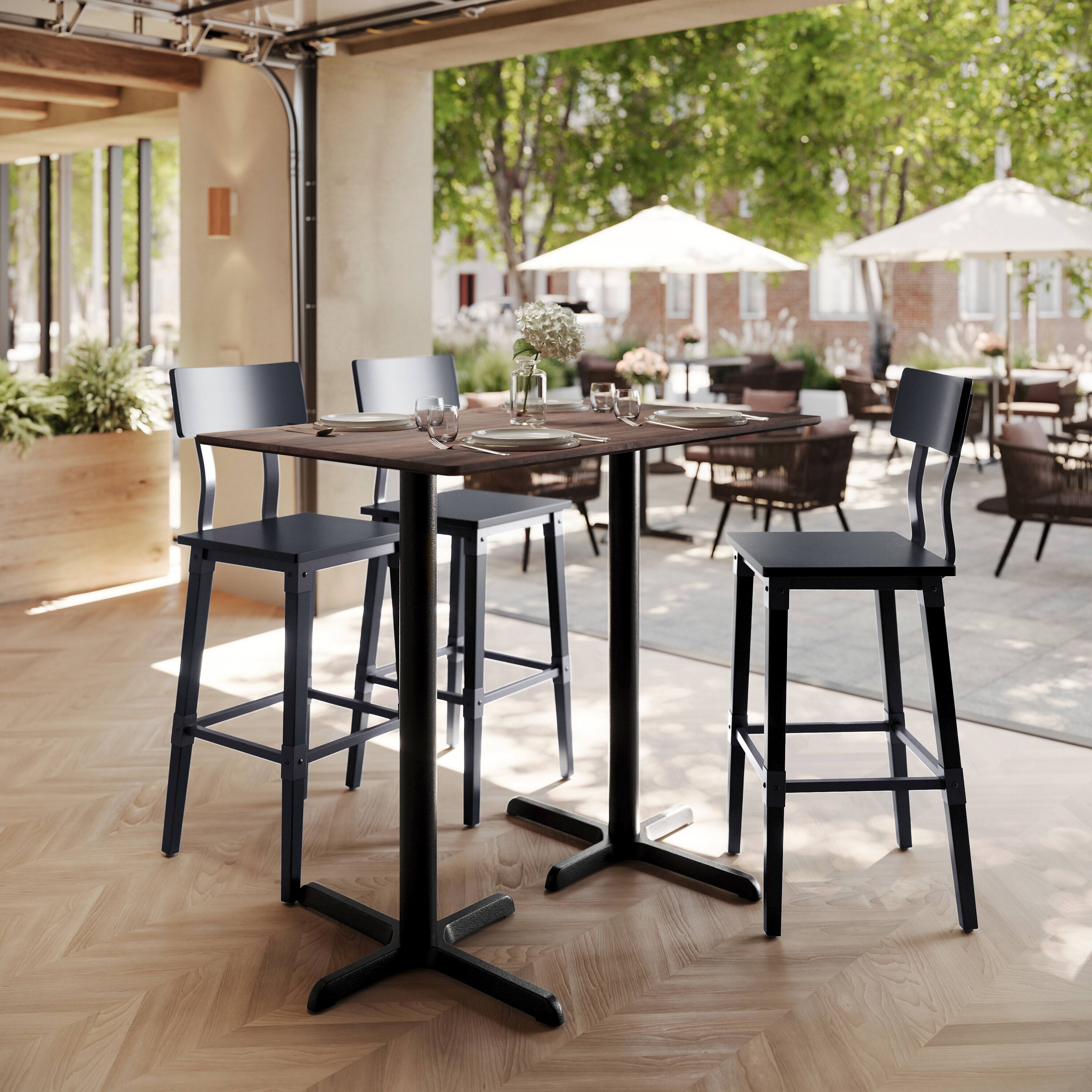 Alt View 1. Emma + Oliver - PureShield Tabletop with HPL Technology and Bar Height Base - Dark Brown/Black Base.