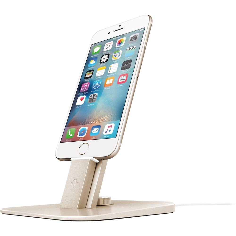 Front. Twelve South - HiRise Deluxe Charging Stand for iPhone/iPad - Gold.