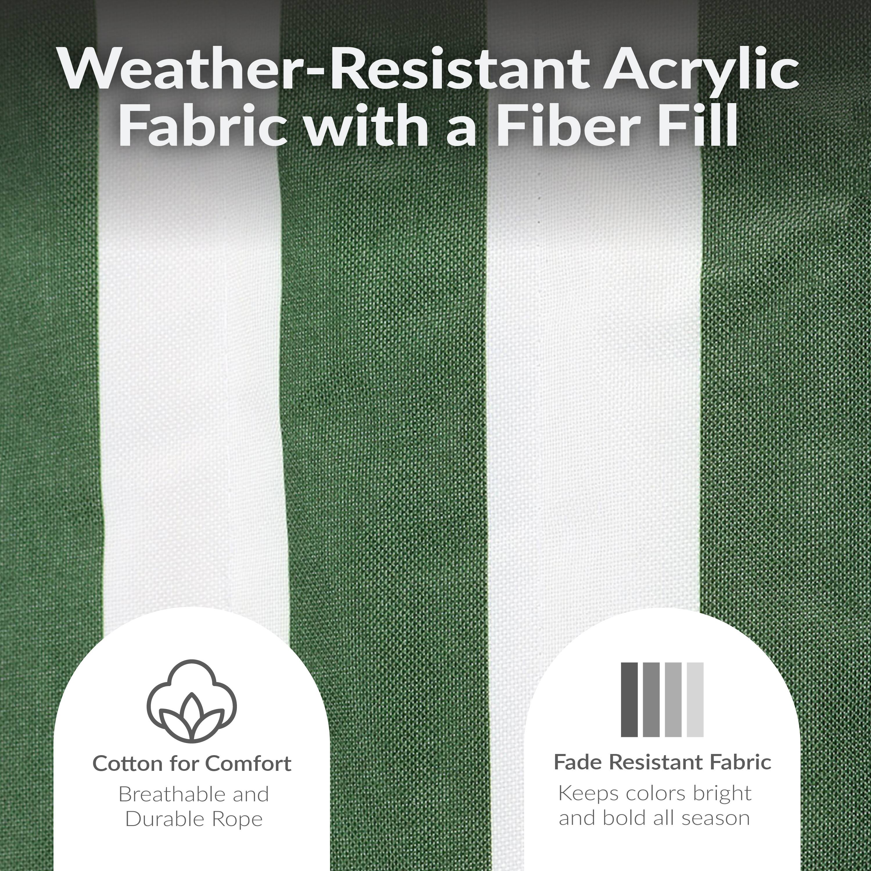 Weather-Resistant Acrylic Fabric with a Fiber Fill

Cotton for Comfort
Breathable and Durable Rope

Fade Resistant Fabric
Keeps colors bright and bold all season