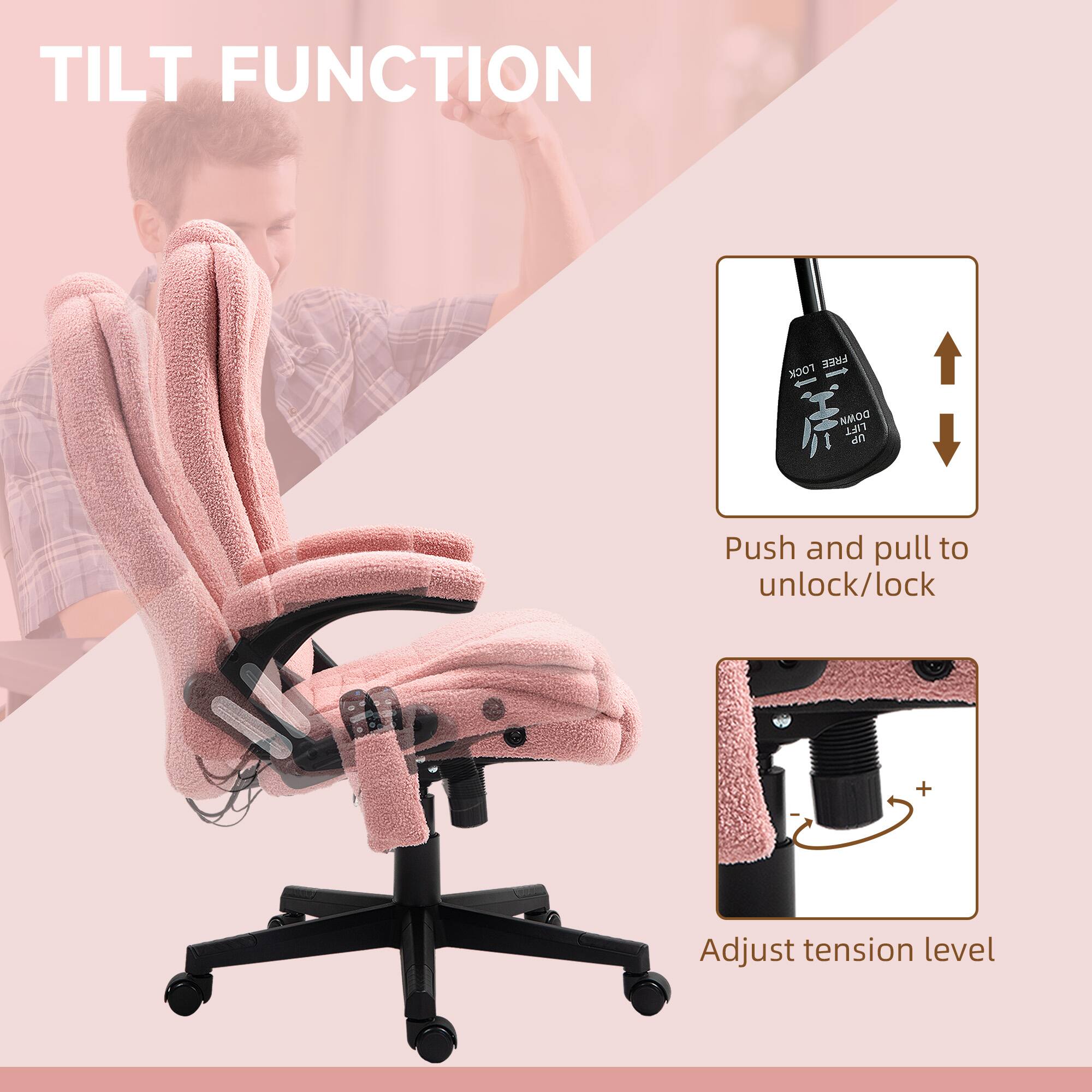 TILT FUNCTION

Push and pull to unlock/lock

Adjust tension level
