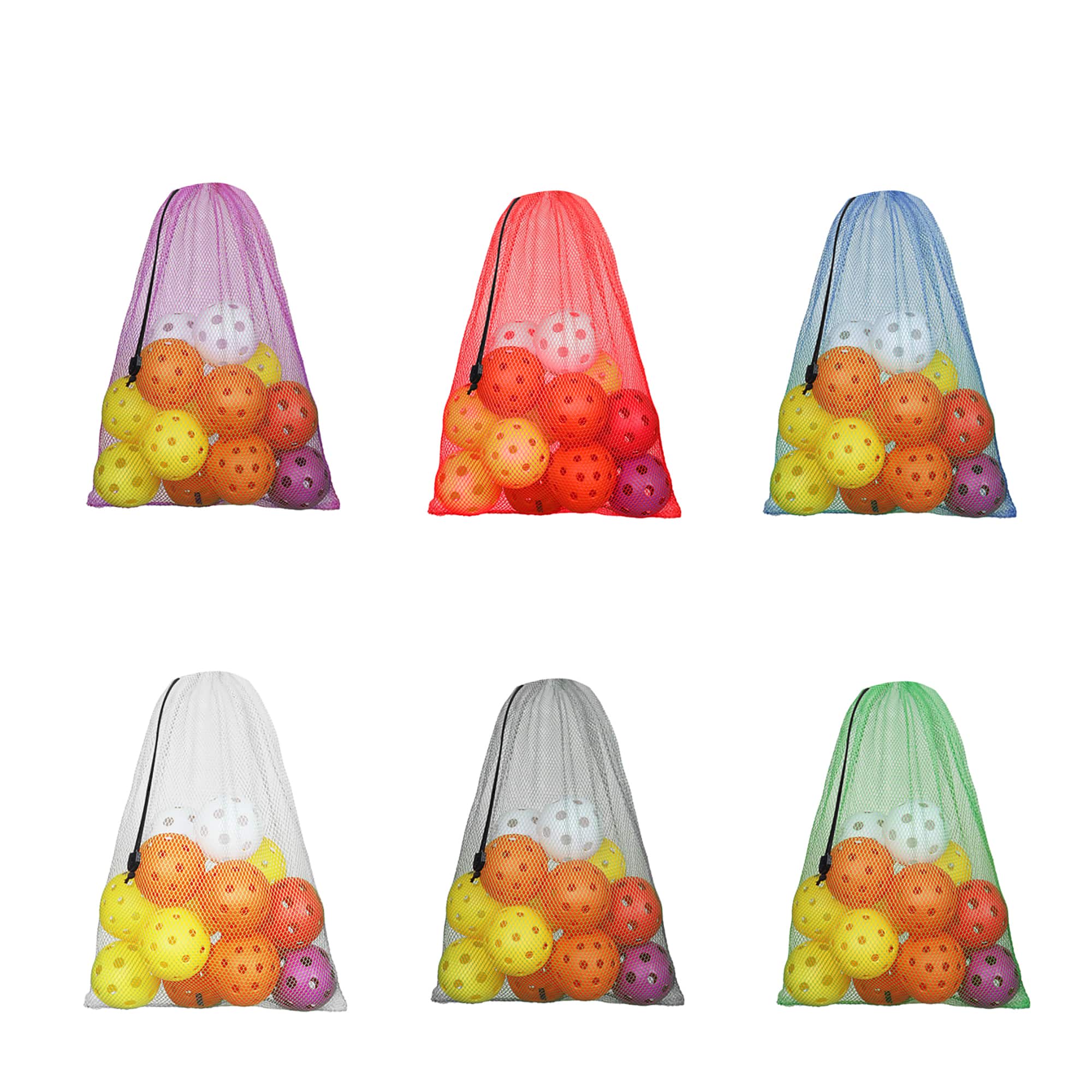GSE Games & Sports Expert - 18"x12" Mesh Drawstring Net Bag, Sports Equipment Storage Bag for Gym Gear, Clothes...(Multicolor-6pack) - multi-color