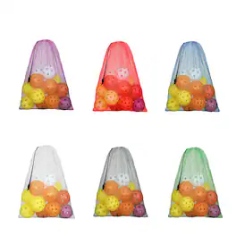 GSE Games & Sports Expert - 18"x12" Mesh Drawstring Net Bag, Sports Equipment Storage Bag for Gym Gear, Clothes...(Multicolor-6pack) - multi-color