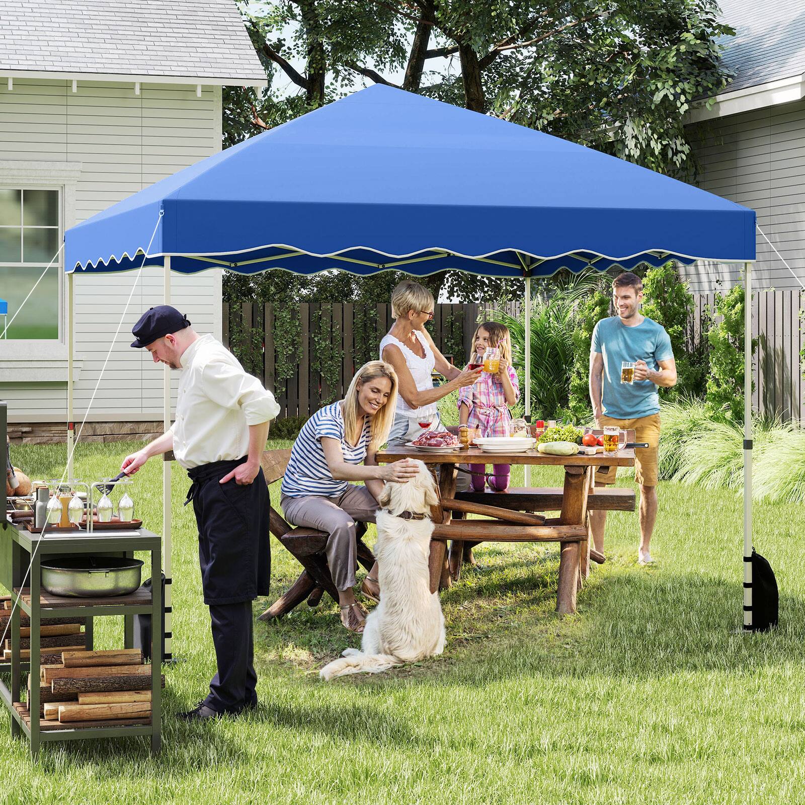 Alt View 4. Gymax - Gymax 10 X 10 FT Pop up Canopy Tent Portable Foldable Patio Shelter w/ Wheeled Bag Blue - Blue.