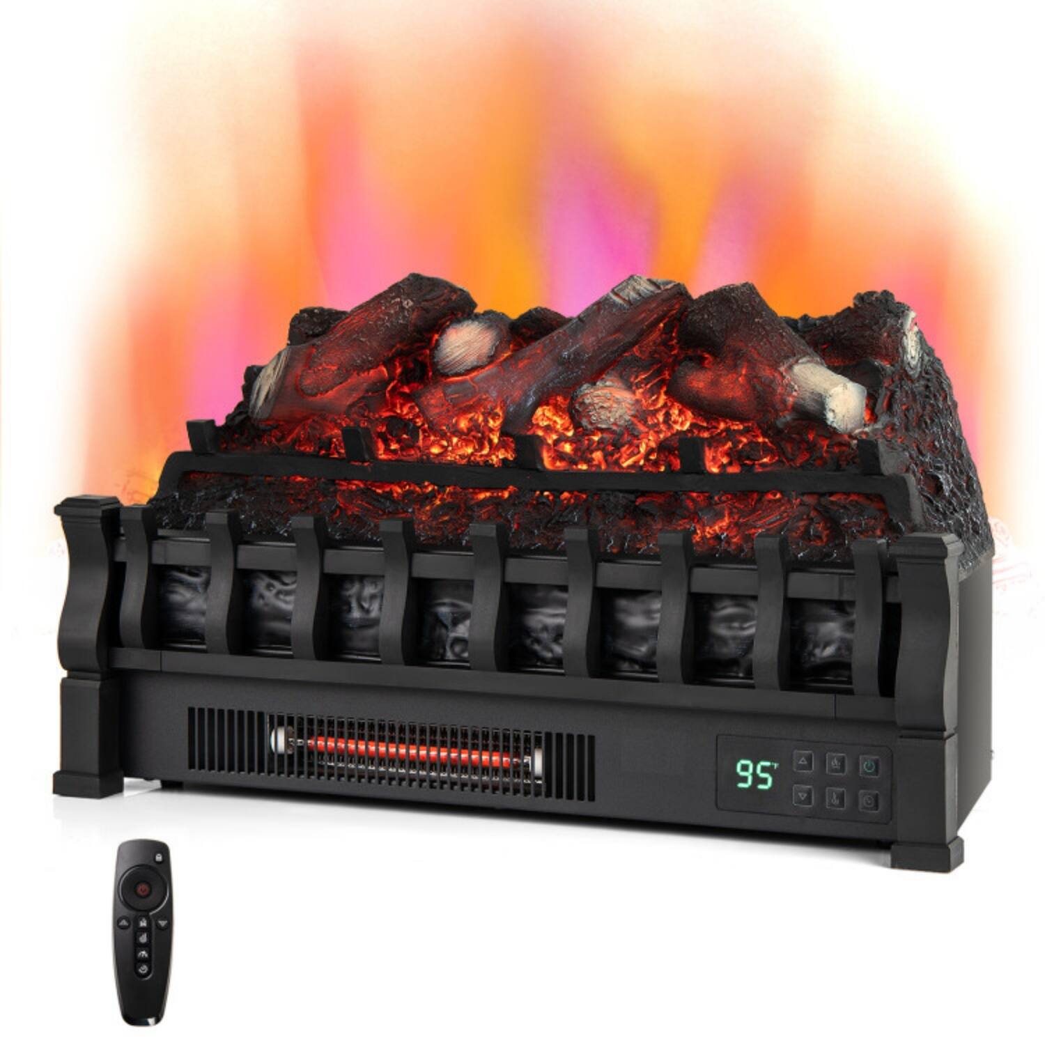 Alt View 5. LUCKY ONE - Freestanding/Recessed Infrared Quartz Electric Fireplace with 5 Flame Colors - Black.