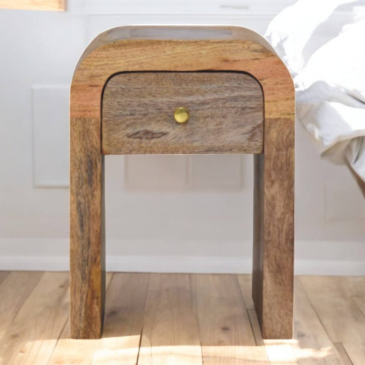 Alt View 6. Artisan Furniture - Artisan Furniture Solid Wood Mini Darcy Oak-ish Nightstand with Curved Edges - Oak.