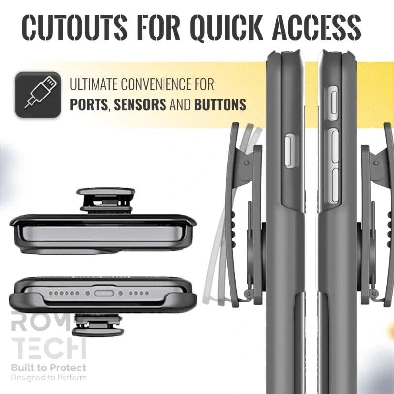 CUTOUTS FOR QUICK ACCESS

ULTIMATE CONVENIENCE FOR PORTS, SENSORS AND BUTTONS

ROM TECH
Built to Protect
Designed to Perform