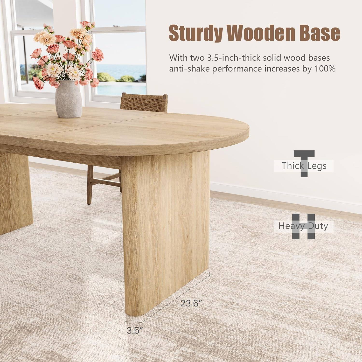 Sturdy Wooden Base  
With two 3.5-inch-thick solid wood bases, anti-shake performance increases by 100%  

Thick Legs  
Heavy Duty  

23.6"  
3.5"
