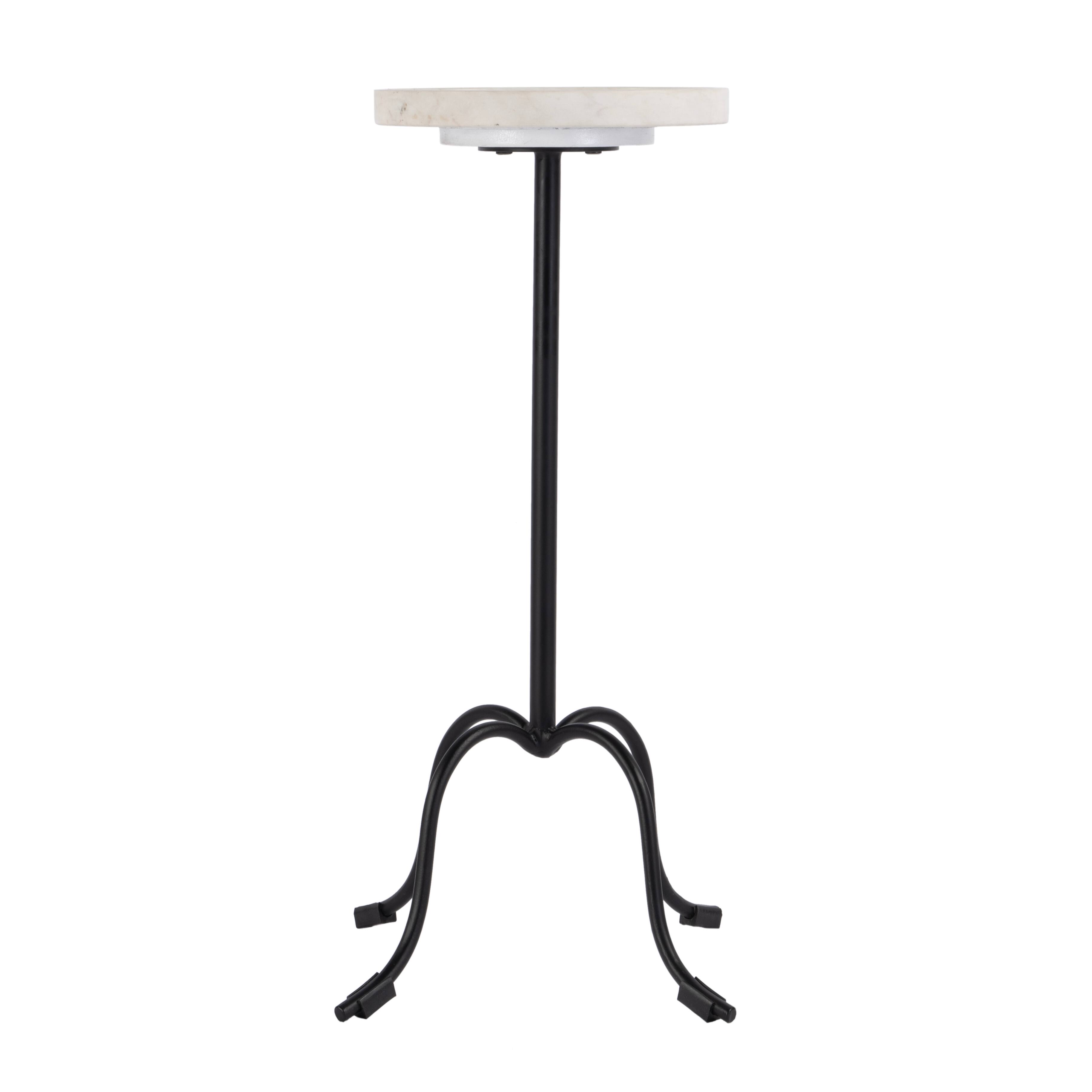 Alt View 2. Butler Specialty - Berlin 10 in. W Round Marble and Iron Side Table - White and Black.