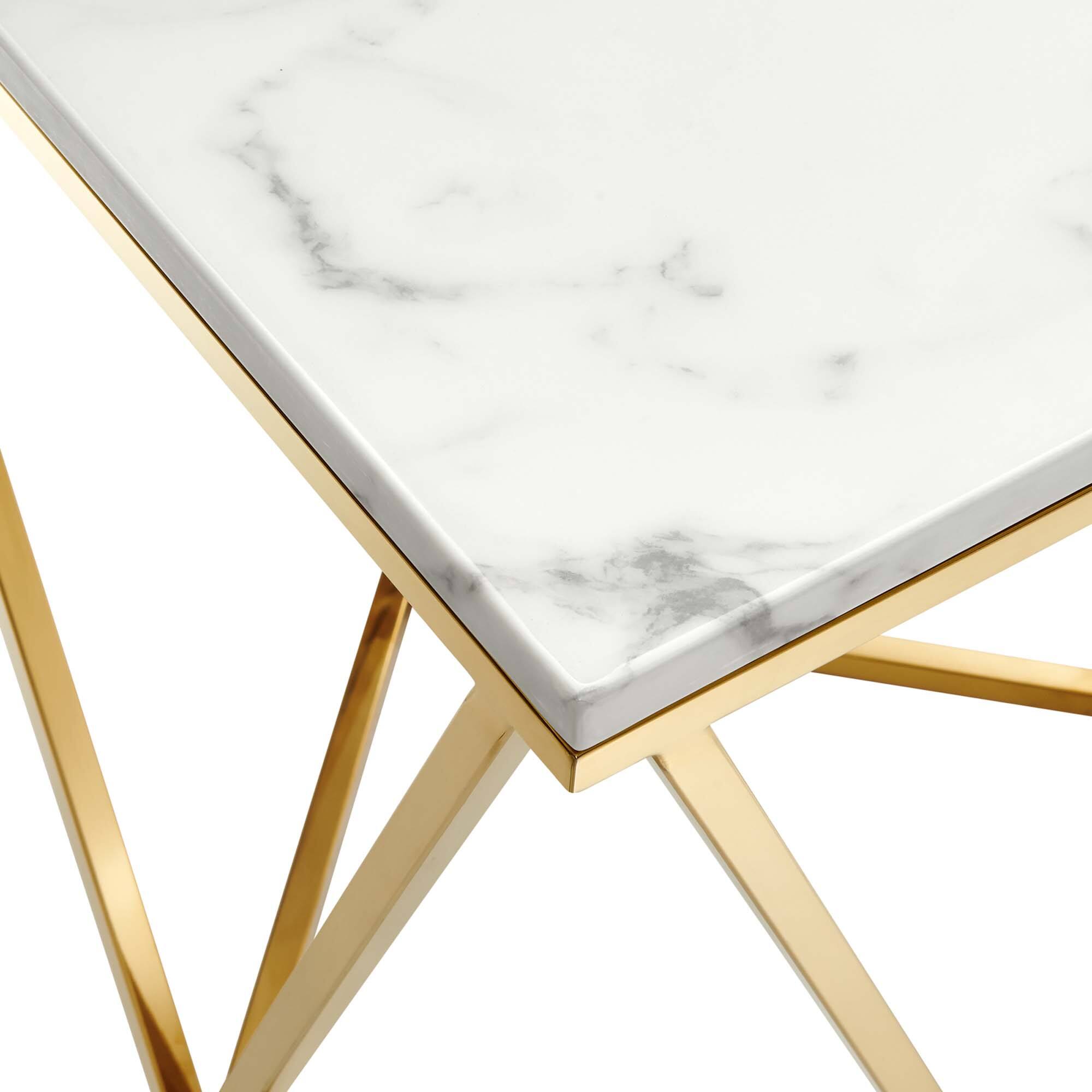 Alt View 3. Modway - Vertex Gold Metal Stainless Steel End Table by Modway - Gold White.