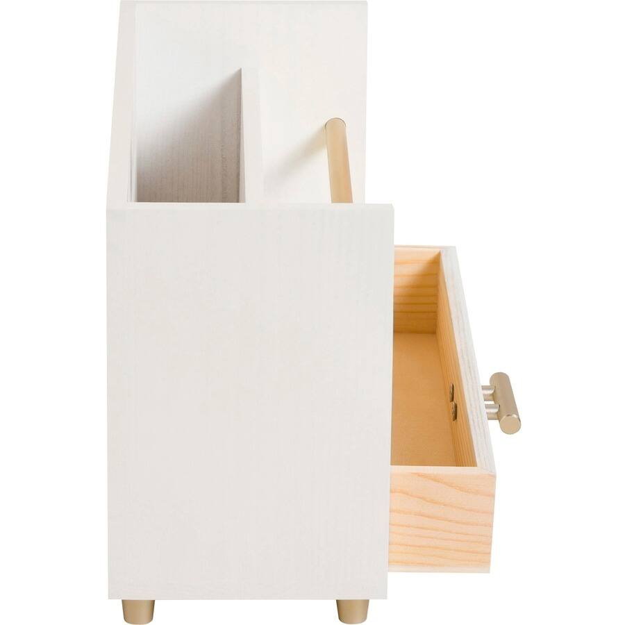 Left. U Brands - U Brands Juliet Letter Sorter 6" x 3.80" x 9.50" Desktop Sturdy Durable Pull out Drawer White Pine Wood Metal - White.
