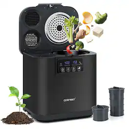 Costway - 4 L Electric Composter for Kitchen Smart Waste Dispenser with Lid, Auto-Cleaning - Black