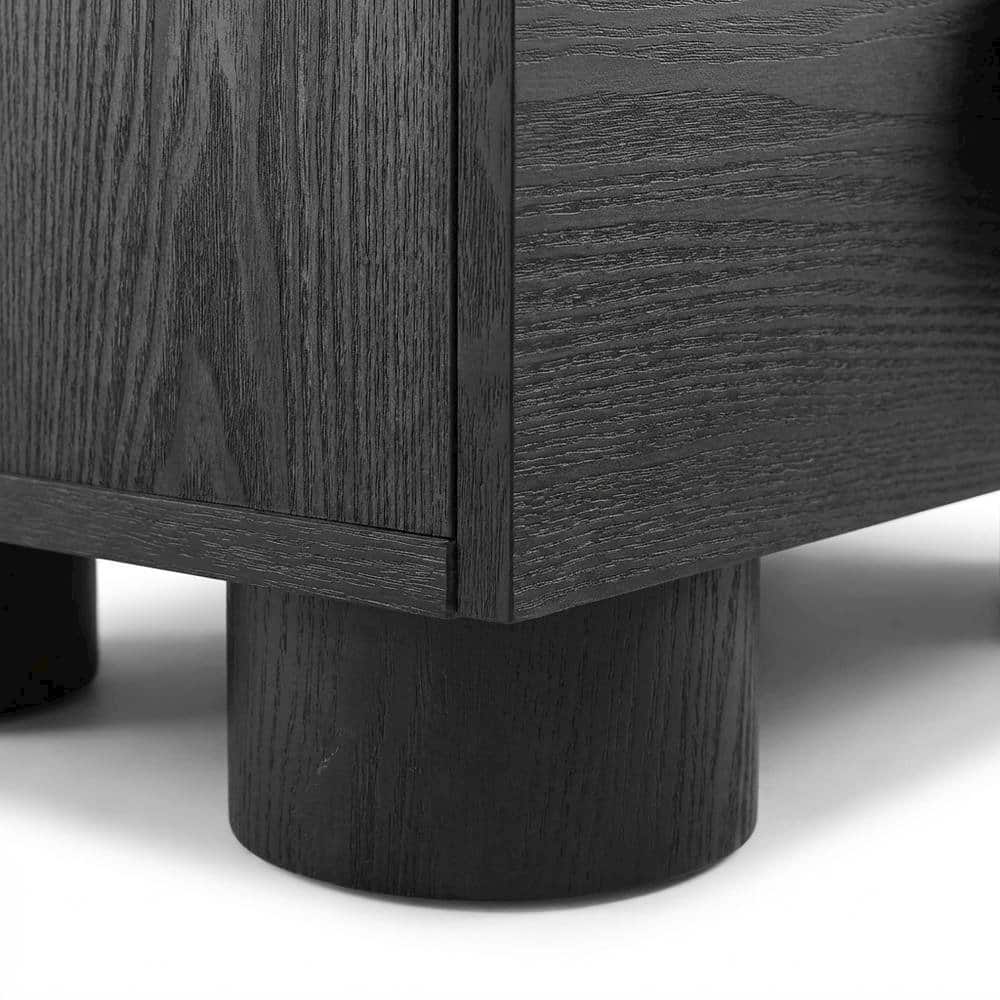 Alt View 1. FurniFact - Black 2-Drawer Nightstand with Modern Design and Sturdy Construction - Black.